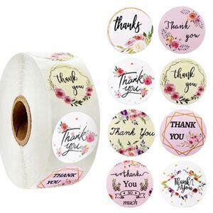 500 thank you stickers (8 variety pack) lin round shipping supplies